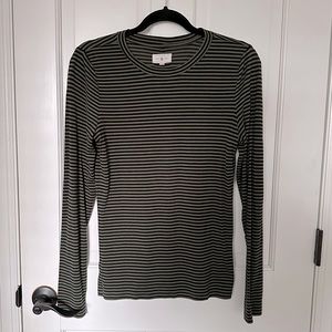 Lou & Grey Striped Long-Sleeve, size S in Black & Green